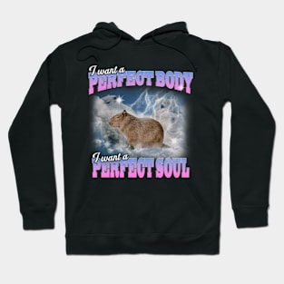 Cabybara Vintage 90s Bootleg Style Graphic T-Shirt, i want a perfect body i want a perfect soul Shirt, Funny Capybara Meme Hoodie